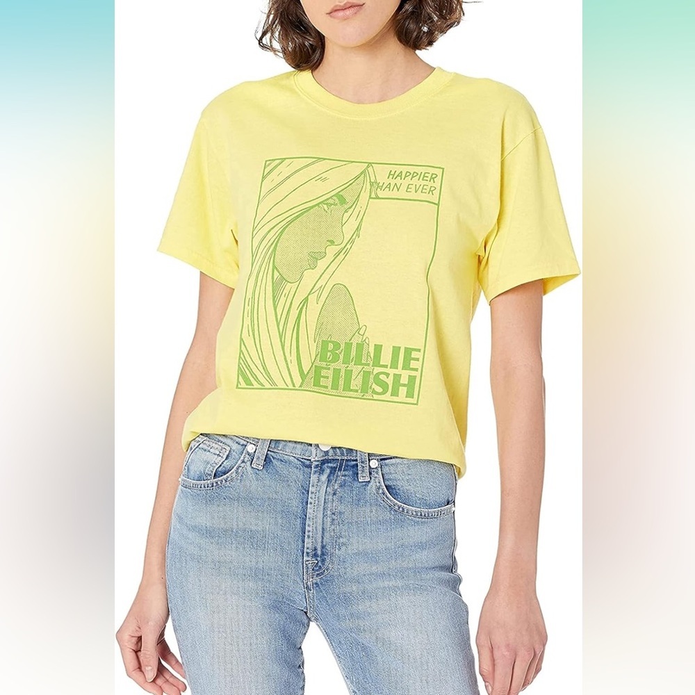 Billie Eilish Pop Art Happier Than Ever Song Promo Shirt - Size Large